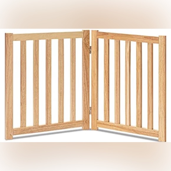 LZRS Oak Wood Freestanding 2 Panel Pet Gate - Picture 2 of 2
